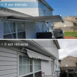Dripex Store Banne, Store Banne Manuel Rétractable 300 X 250 CM En Aluminium Polyester Étanche Et Résistant Aux UV Angle Réglable 0-45° Pour Terrasse Bistro Balcon Gris -Pergola Soldes 55390920 3