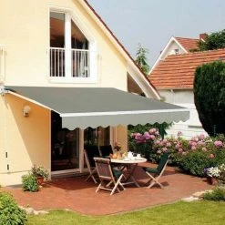 Dripex Store Banne, Store Banne Manuel Rétractable 300 X 250 CM En Aluminium Polyester Étanche Et Résistant Aux UV Angle Réglable 0-45° Pour Terrasse Bistro Balcon Gris -Pergola Soldes 55390920 4