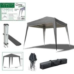 URBAN LIVING Gazebo De Jardin Extérieur Tente De Réception Pliable Anthracite Terrasse 3x3x2.5 M -Pergola Soldes 55522278 3