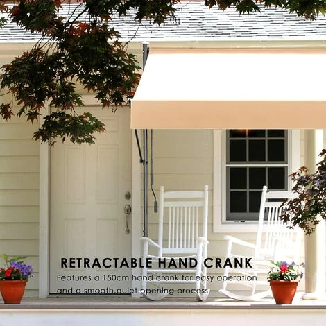 Homfa Auvent Balcon, 200 X 150 Cm Store Balcon Imperméable Avec Manivelle, Sans Perçage, Résistant Aux UV Réglable En Hauteur, En Métal Et Polyester, Kaki 7 Homfa Auvent Balcon, 200 X 150 Cm Store Balcon Imperméable Avec Manivelle, Sans Perçage, Résistant Aux UV Réglable En Hauteur, En Métal Et Polyester, Kaki – Image 5