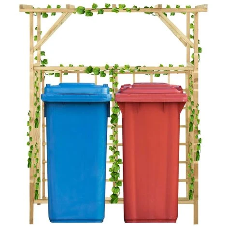 INLIFE Pergola De Jardin Pour Poubelles Doubles Bois De Pin Imprégné 4 INLIFE Pergola De Jardin Pour Poubelles Doubles Bois De Pin Imprégné – Image 2
