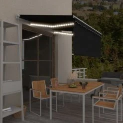 INLIFE Auvent Manuel Rétractable Avec Store Et LED 3x2,5 M Anthracite -Pergola Soldes 55641615 2