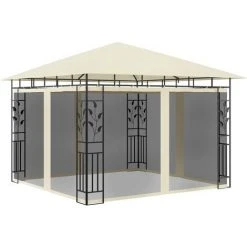 INLIFE Tonnelle Avec Moustiquaire Et Lumières LED 3x3x2,73 M Crème 9 INLIFE Tonnelle Avec Moustiquaire Et Lumières LED 3x3x2,73 M Crème -Pergola Soldes 55641623 3