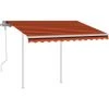 INLIFE Auvent Manuel Rétractable Avec Poteaux 3x2,5 M Orange Et Marron -Pergola Soldes 55641867 1