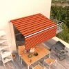 INLIFE Auvent Rétractable Manuel Avec Store 3x2,5 M Orange Et Marron -Pergola Soldes 55641973 1