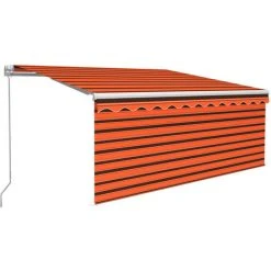 INLIFE Auvent Rétractable Manuel Avec Store 3x2,5 M Orange Et Marron -Pergola Soldes 55641973 2