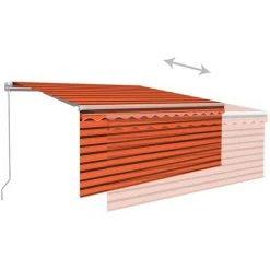 INLIFE Auvent Rétractable Manuel Avec Store 3x2,5 M Orange Et Marron -Pergola Soldes 55641973 5