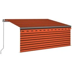 INLIFE Auvent Rétractable Manuel Store Et LED 3x2,5 M Orange Et Marron -Pergola Soldes 55642034 2