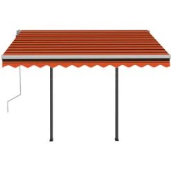 INLIFE Auvent Manuel Rétractable Avec LED 3x2,5 M Orange Et Marron -Pergola Soldes 55642272 5