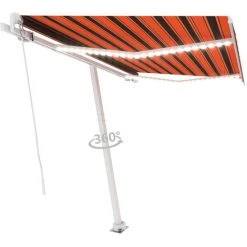 INLIFE Auvent Manuel Rétractable Avec LED 300x250 Cm Orange Et Marron -Pergola Soldes 55642290 4