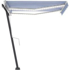 INLIFE Auvent Manuel Rétractable Avec LED 300x250 Cm Bleu Et Blanc 9 INLIFE Auvent Manuel Rétractable Avec LED 300x250 Cm Bleu Et Blanc -Pergola Soldes 55642366 3