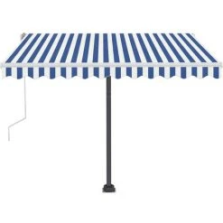 INLIFE Auvent Manuel Rétractable Avec LED 300x250 Cm Bleu Et Blanc 11 INLIFE Auvent Manuel Rétractable Avec LED 300x250 Cm Bleu Et Blanc -Pergola Soldes 55642366 5