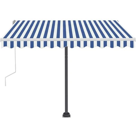 INLIFE Auvent Manuel Rétractable Avec LED 300x250 Cm Bleu Et Blanc 7 INLIFE Auvent Manuel Rétractable Avec LED 300x250 Cm Bleu Et Blanc – Image 5