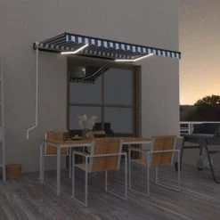 INLIFE Auvent Automatique Capteur De Vent/LED 300x250 Cm Bleu Et Blanc 8 INLIFE Auvent Automatique Capteur De Vent/LED 300x250 Cm Bleu Et Blanc -Pergola Soldes 55642415 2