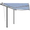 INLIFE Auvent Rétractable Automatique Et Poteaux 3,5x2,5 M Bleu Blanc -Pergola Soldes 55642555 1