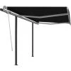 INLIFE Auvent Rétractable Automatique Et Poteaux 3,5x2,5 M Anthracite -Pergola Soldes 55642559 1