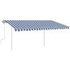 INLIFE Auvent Manuel Rétractable Avec Poteaux 4x3,5 M Bleu Et Blanc -Pergola Soldes 55642714 1