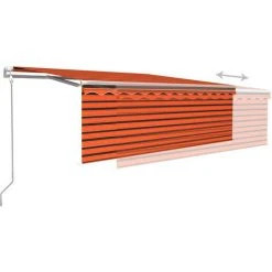 INLIFE Auvent Automatique Rétractable Et Store 4,5x3m Orange Et Marron -Pergola Soldes 55643120 5