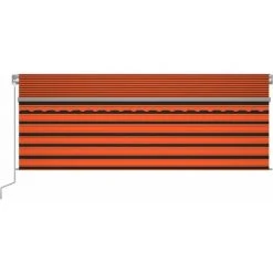 INLIFE Auvent Manuel Rétractable Avec LED 4,5x3 M Orange Et Marron -Pergola Soldes 55643216 3