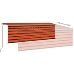 INLIFE Auvent Manuel Rétractable Avec LED 4,5x3 M Orange Et Marron -Pergola Soldes 55643216 4