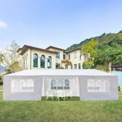 GROSMONDE Tente étanche 3 X 9 M Huits Parois Deux Portes Avec Tubes En Spirale , Blanc