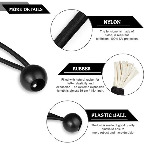 ILOVEMILAN 16 Pcs Tendeur De Bâche Tendeurs à Boule Tendeur élastique Tendeur En Caoutchouc Pour Bannière, Bâche, Pavillon, Tente, Rideaux Harnais D’Extension, Support De Bâchele,noir 6 ILOVEMILAN 16 Pcs Tendeur De Bâche Tendeurs à Boule Tendeur élastique Tendeur En Caoutchouc Pour Bannière, Bâche, Pavillon, Tente, Rideaux Harnais D’Extension, Support De Bâchele,noir – Image 4