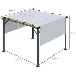 Outsunny Pergola Rétractable 3,05L X 3,05l X 2,2H M Structure Métal époxy Anticorrosion Noir Double Toile Polyester Haute Densité Gris - Gris 9 Outsunny Pergola Rétractable 3,05L X 3,05l X 2,2H M Structure Métal époxy Anticorrosion Noir Double Toile Polyester Haute Densité Gris - Gris -Pergola Soldes 55769814 3