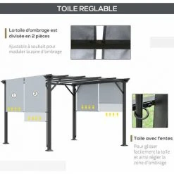 Outsunny Pergola Rétractable 3,05L X 3,05l X 2,2H M Structure Métal époxy Anticorrosion Noir Double Toile Polyester Haute Densité Gris - Gris 11 Outsunny Pergola Rétractable 3,05L X 3,05l X 2,2H M Structure Métal époxy Anticorrosion Noir Double Toile Polyester Haute Densité Gris - Gris -Pergola Soldes 55769814 5