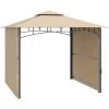 Outsunny Tonnelle Pavillon De Jardin 3x3 M Avec Double Toit Pour Ventilation Auvents Réglables Structure En Métal Tissu Polyester Beige - Beige -Pergola Soldes 55776890 1