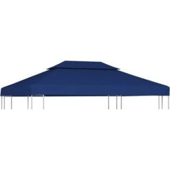INLIFE Toile Supérieure De Belvédère 2 Niveaux 310 G/m² 4x3 M Bleu -Pergola Soldes 56253659 2