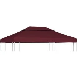 INLIFE Toile Supérieure De Rechange Pour Pavillon 4x3 M Tonnelle Tente Double De Belvédère Polyester Haute Densité 310 G/m² Bordeaux -Pergola Soldes 56253696 2