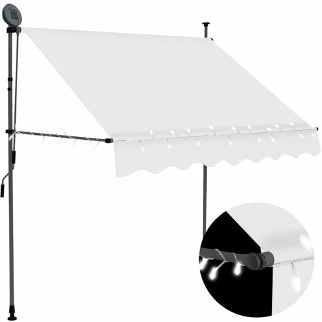 INLIFE Auvent Manuel Rétractable Avec LED 200 Cm Crème 4 INLIFE Auvent Manuel Rétractable Avec LED 200 Cm Crème – Image 2