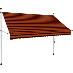 INLIFE Auvent Manuel Rétractable 250 Cm Orange Et Marron 8 INLIFE Auvent Manuel Rétractable 250 Cm Orange Et Marron -Pergola Soldes 56253974 2