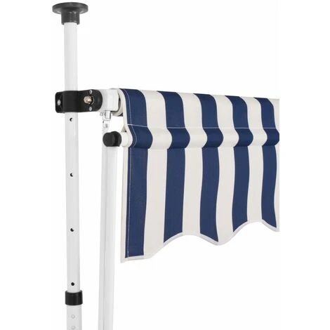 INLIFE Auvent Rétractable Manuel 300 Cm Rayures Bleues Et Blanches 3 INLIFE Auvent Rétractable Manuel 300 Cm Rayures Bleues Et Blanches
