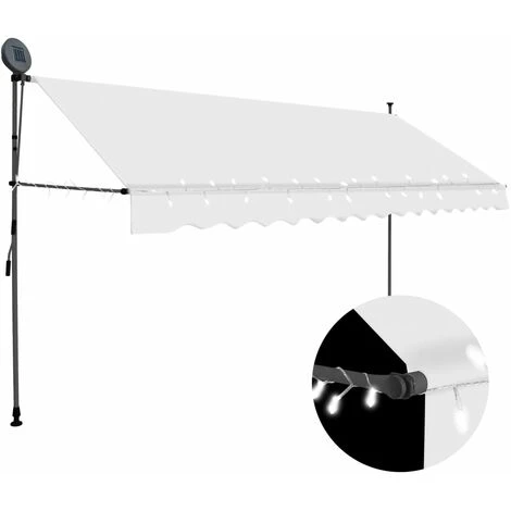 INLIFE Auvent Manuel Rétractable Avec LED 400 Cm Crème 4 INLIFE Auvent Manuel Rétractable Avec LED 400 Cm Crème – Image 2
