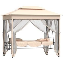INLIFE Belvédère Convertible En Balancelle Blanc Crème -Pergola Soldes 56254742 3