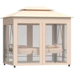INLIFE Belvédère Convertible En Balancelle Blanc Crème -Pergola Soldes 56254742 4