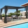 IDMARKET Pergola SAN JOSE 3x4 M Tonnelle De Jardin Avec Rideaux Toile Grise Tente De Réception -Pergola Soldes 56367230 1