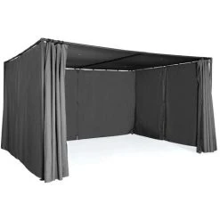 IDMARKET Pergola SAN JOSE 3x4 M Tonnelle De Jardin Avec Rideaux Toile Grise Tente De Réception -Pergola Soldes 56367230 4