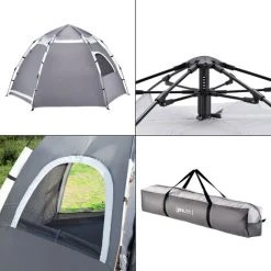 [EN.CASA] Tente De Camping Nybro Montage Instantané 240 X 205 X 140 Cm Gris Foncé Gris Clair [pro.tec] -Pergola Soldes 56372267 5