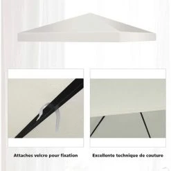 DREMADE DREAMADE Toile De Rechange Pour Jardin 3 X 3 M, Bâche Pour Tonnelle En Polyester Haute Densité Avec Velcro Ferme Et Trou De Ventilation, Tissu Imperméable Et Anti-UV (Beige) -Pergola Soldes 56476549 3