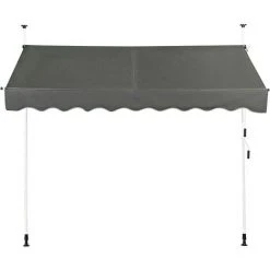 DREMADE DREAMADE Auvent Rétractable Manuel Avec Manivelle, Store Banne Avec Tige De Support Réglable En Hauteur, Résistant Au Solaire, Pour Balcon, Cour, Terrasse De Café, D’Hôtel, De Magasin (Gris, 2,5M) -Pergola Soldes 56476600 3