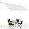 DREMADE DREAMADE Auvent Rétractable Manuel Avec Manivelle, Store Banne Avec Tige De Support Réglable En Hauteur, Résistant Au Solaire, Pour Balcon, Cour, Terrasse De Café, D’Hôtel, De Magasin (Beige, 3M) -Pergola Soldes 56476619 1