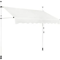 DREMADE DREAMADE Auvent Rétractable Manuel Avec Manivelle, Store Banne Avec Tige De Support Réglable En Hauteur, Résistant Au Solaire, Pour Balcon, Cour, Terrasse De Café, D’Hôtel, De Magasin (Beige, 2,5M) -Pergola Soldes 56476638 2