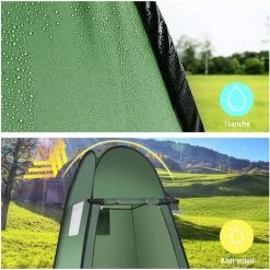 DREMADE DREAMADE Tente De Douche Instantanée Pop Up Cabinet De Changement Extérieur Avec Fenêtre à Moustiquaire, Trousse Suspendue Et Sac De Transport 120 X 120 X 190CM En Polyester Et Acier Vert -Pergola Soldes 56476735 3