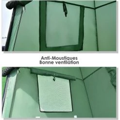 DREMADE DREAMADE Tente De Douche Instantanée Pop Up Cabinet De Changement Extérieur Avec Fenêtre à Moustiquaire, Trousse Suspendue Et Sac De Transport 120 X 120 X 190CM En Polyester Et Acier Vert -Pergola Soldes 56476735 4