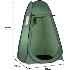 DREMADE DREAMADE Tente De Douche Instantanée Pop Up Cabinet De Changement Extérieur Avec Fenêtre à Moustiquaire, Trousse Suspendue Et Sac De Transport 120 X 120 X 190CM En Polyester Et Acier Vert -Pergola Soldes 56476735 5
