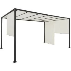 IDMARKET Pergola Coulissante 2 Pans 3x4 M Belvédère De Jardin Toile écrue -Pergola Soldes 56482087 3