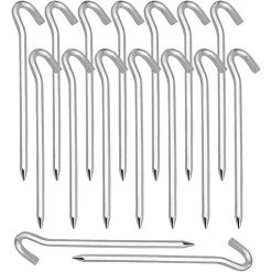 DENUOTOP Piquet De Fixation 20 Pièces Piquets De Tente En Piquets De Fixation Sol Crochet Pour Tente De Camping Jardinage Acier Galvanisé Sardine Tente Argenté
