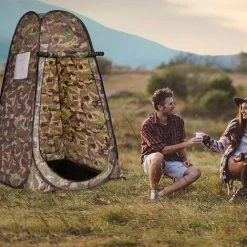 DREMADE DREAMADE Tente De Douche Instantanée Pop Up Cabinet De Changement Extérieur Avec Fenêtre à Moustiquaire, Trousse Suspendue Et Sac De Transport 120 X 120 X 190CM En Polyester Et Acier Camouflage -Pergola Soldes 56525534 2